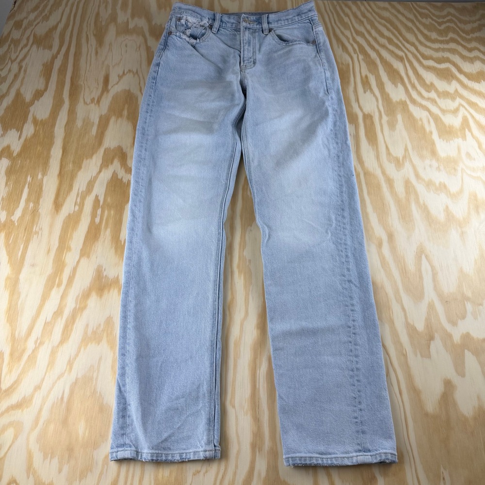 American Eagle Super High Rise Straight Leg Jeans Light Wash Blue Women Size 2